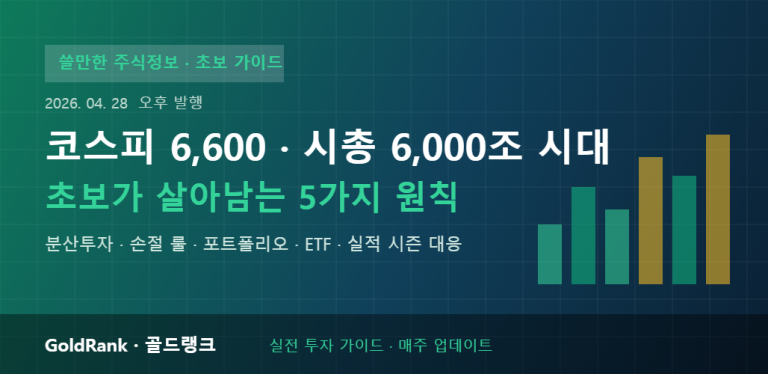 코스피 6600 시대 초보 분산투자 가이드 4월 28일 오후 - GoldRank