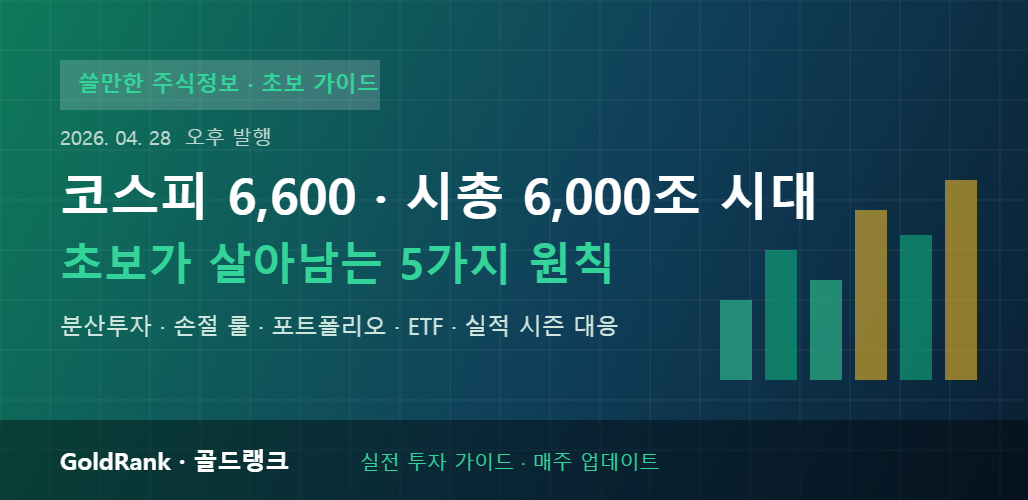 코스피 6600 시대 초보 분산투자 가이드 4월 28일 오후 - GoldRank