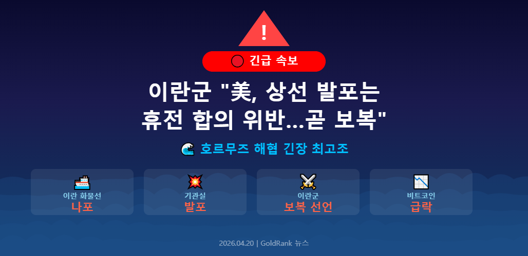 GoldRank 주식 분석 인포그래픽 - iran us hormuz 1776642319957