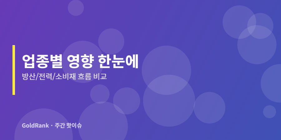 5월 첫째주 핫이슈 업종별 영향 비교 방산 전력 소비재 흐름 시각화