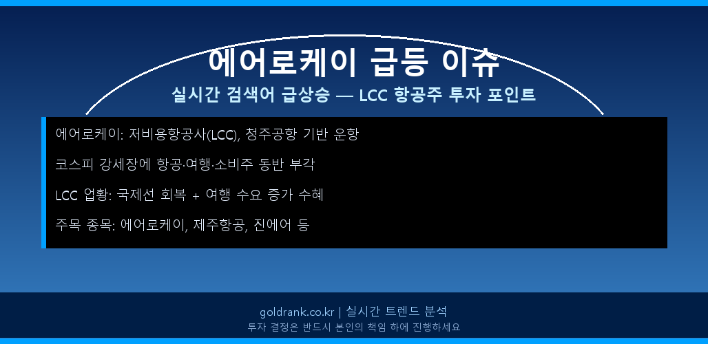 에어로케이 급등 LCC 항공주 투자 트렌드 2026년 5월