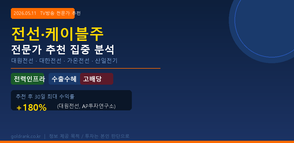 전선케이블주 전문가 추천 — 대원전선 대한전선 가온전선 산일전기 수익률 분석