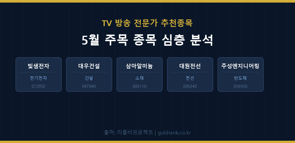 TV방송 전문가 추천종목 5월 주목 종목 분석