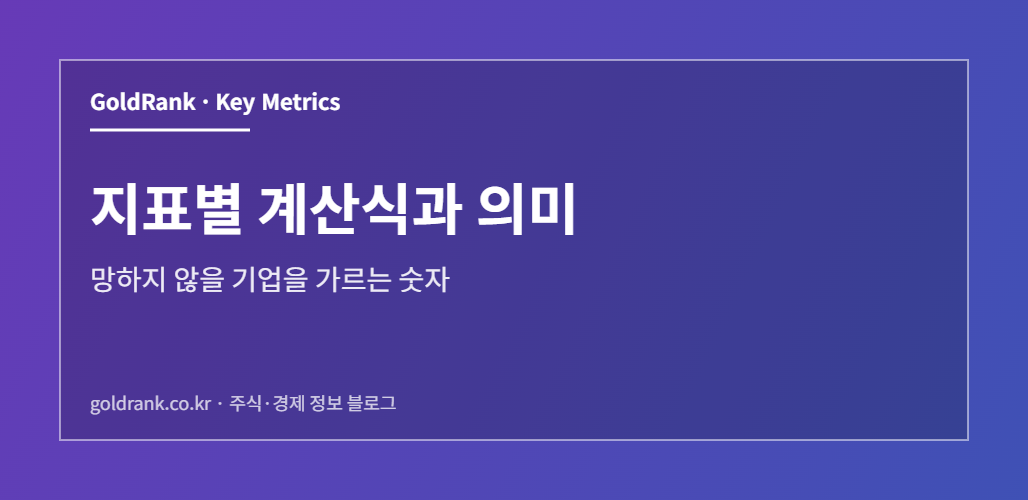재무건전성 지표 계산식과 의미를 보여주는 시각화 이미지