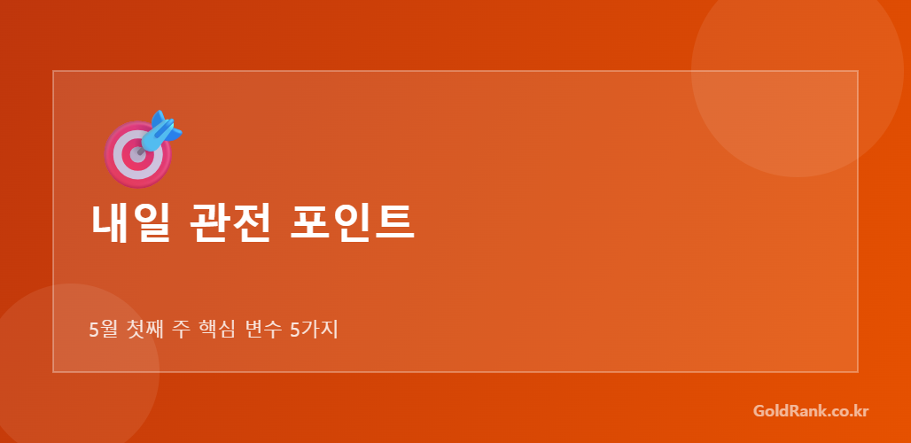 5월 첫째 주 관전 포인트 5가지 — FOMC, 옵션만기 등