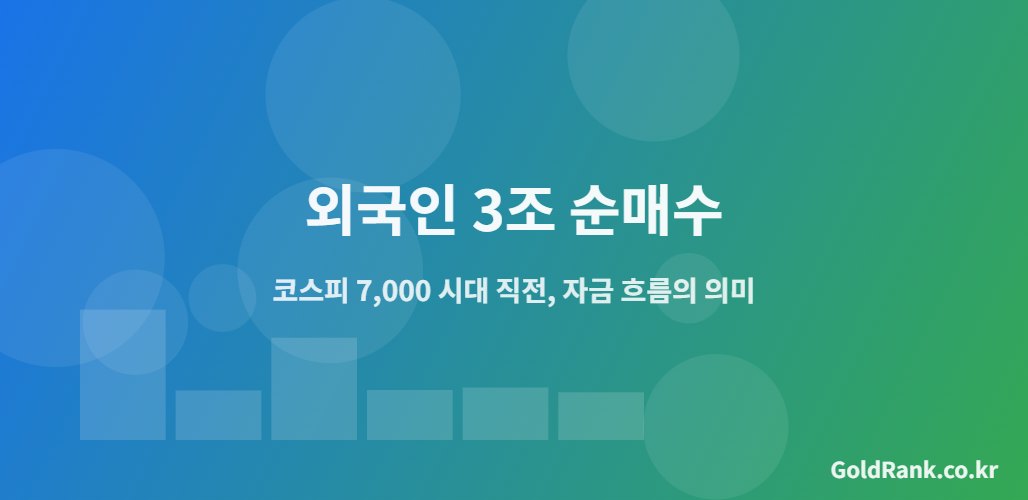 외국인 3조 순매수와 코스피 7000 시대 직전 자금 흐름을 분석하는 GoldRank 대표 이미지