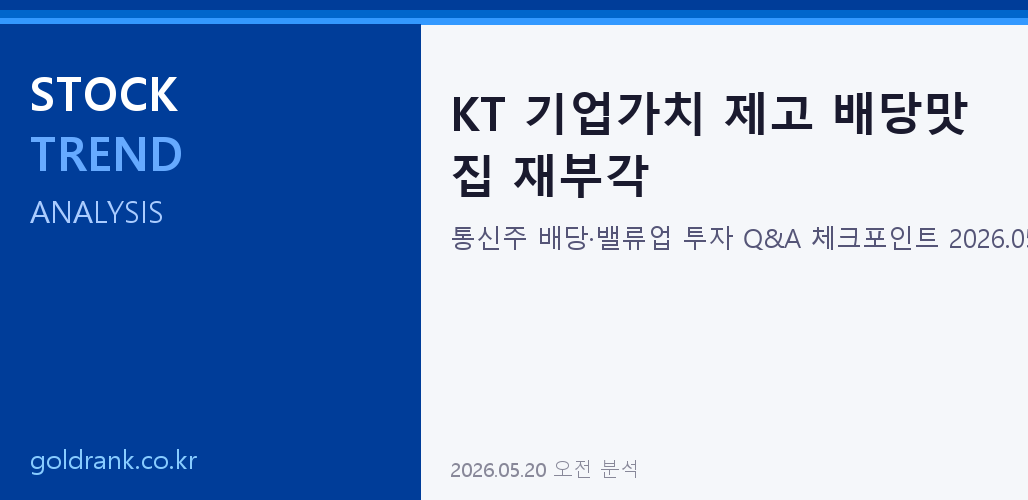 KT 기업가치 제고 본격화 — 배당맛집 통신주 투자 Q&A 체크포인트 1 KT 기업가치 제고 배당맛집 통신주 배당 투자 Q&A