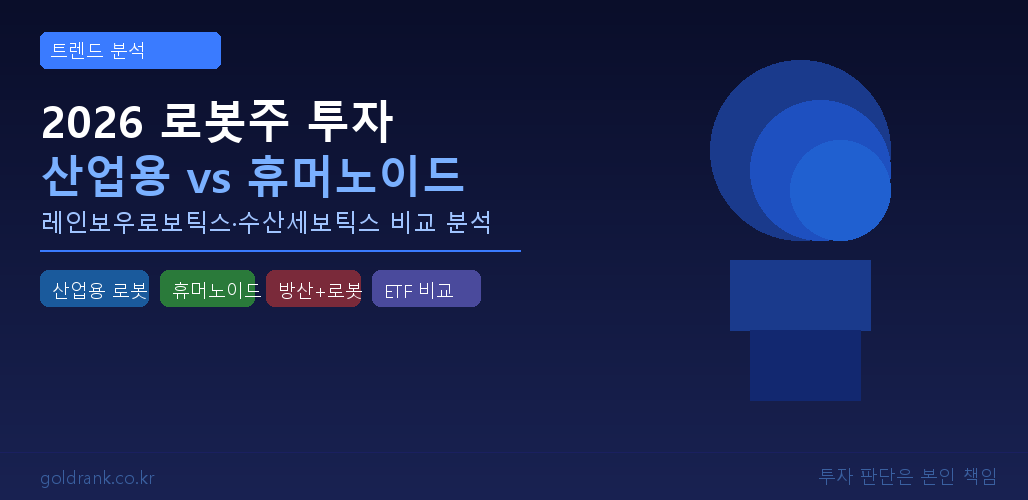 2026년 로봇주 투자 트렌드 산업용 로봇과 휴머노이드 비교 분석 레인보우로보틱스 수산세보틱스