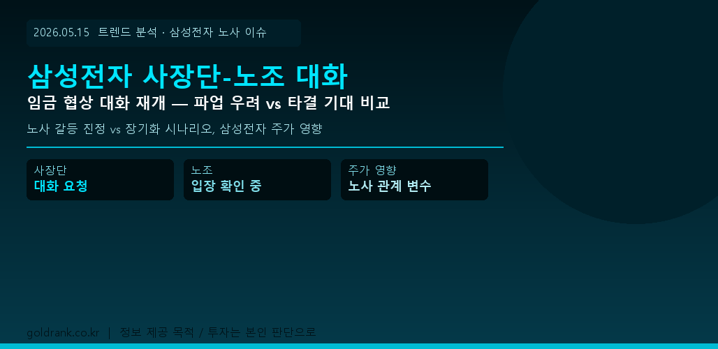 삼성전자 사장단 노조 대화 요청 임금협상 파업 주가 영향 2026년 5월