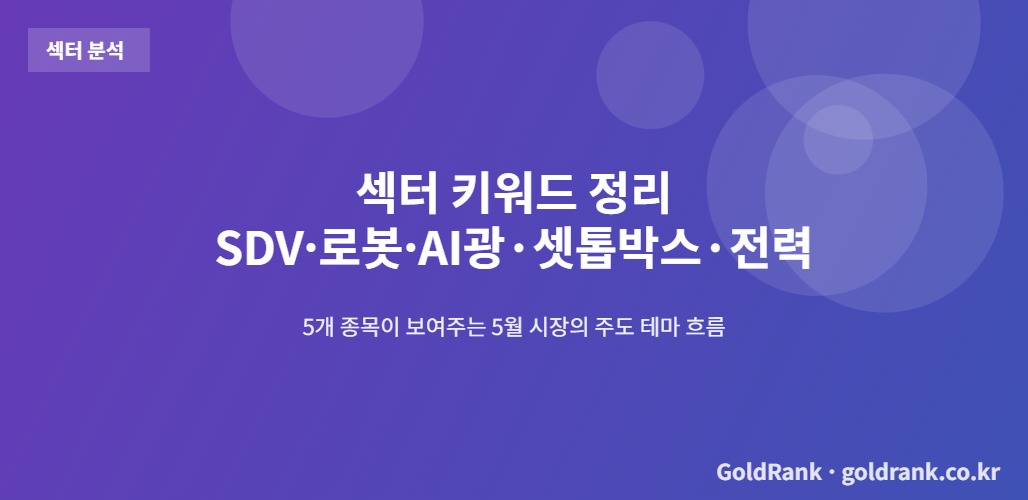 TV방송 전문가 추천종목 5개의 섹터 테마(자율주행·로봇·AI·셋톱박스·전력) 분석 이미지